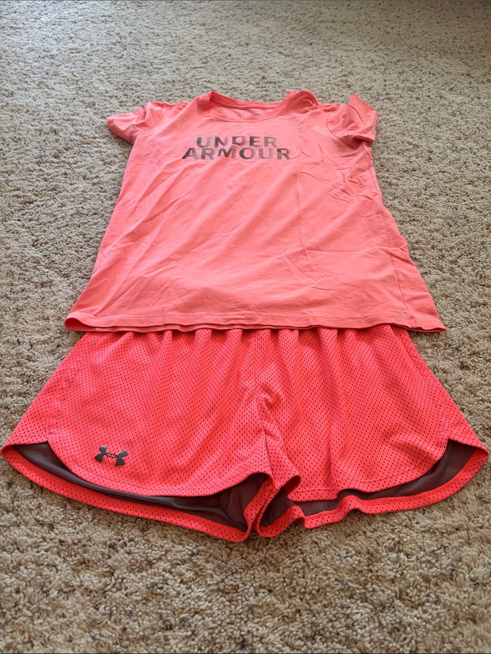 Under Armour Coral Pink Active Tee & Mesh Shorts Set